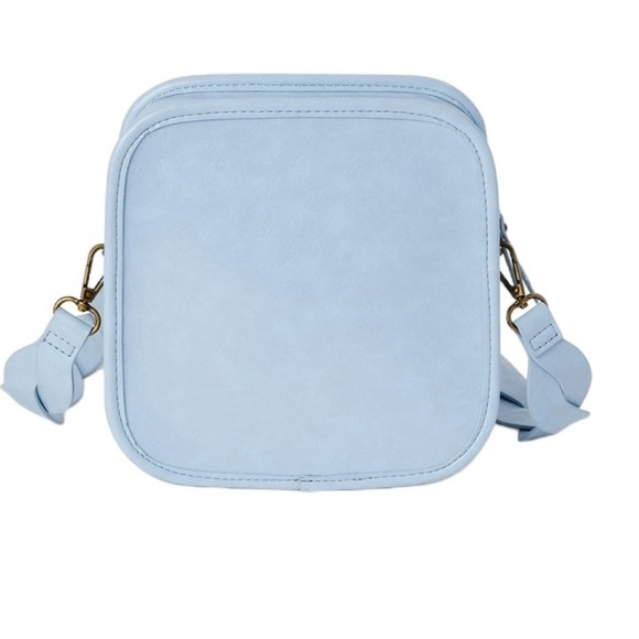 Time and Tru Baby Blue Faux Leather Braided Square Crossbody Bag Purse - Picture 4 of 8